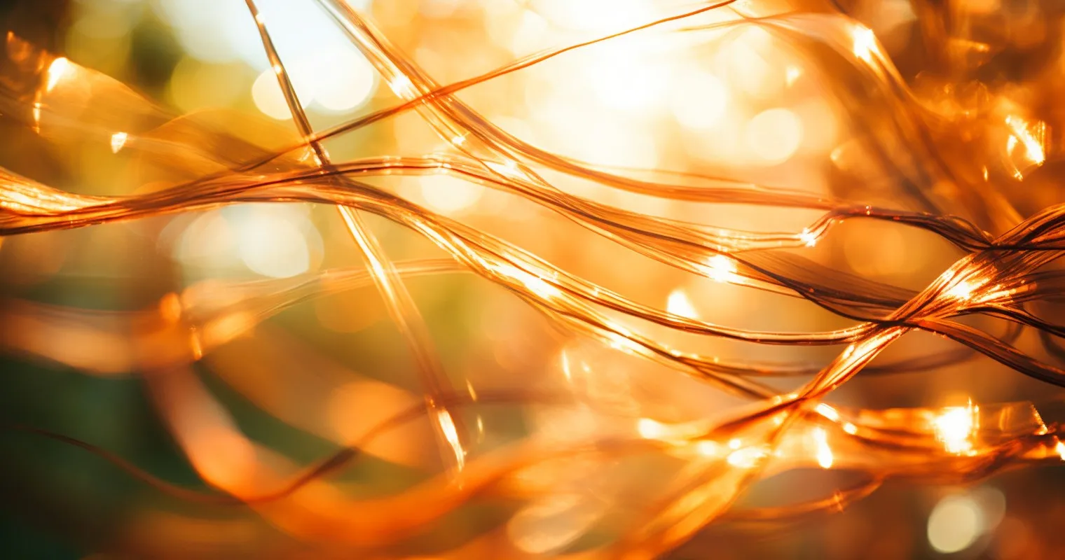 Copper Wires Shimmering in Sunlight