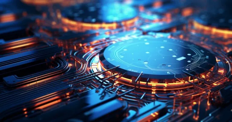 Copper Wiring Illuminated By Dynamic Blue Lights