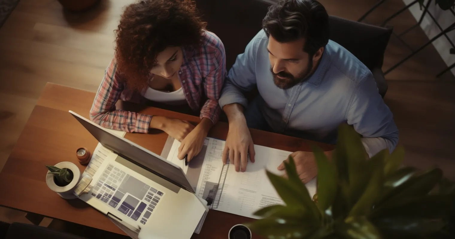 Couple Budgeting Moving Expenses On Laptop