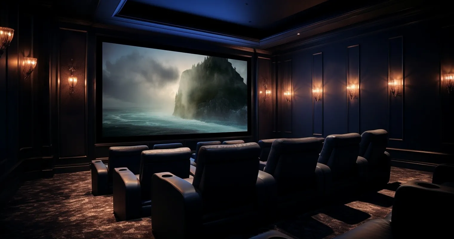 Cozy Home Theater Room with Immersive Cinematic Experience and State-of-the-Art Technology