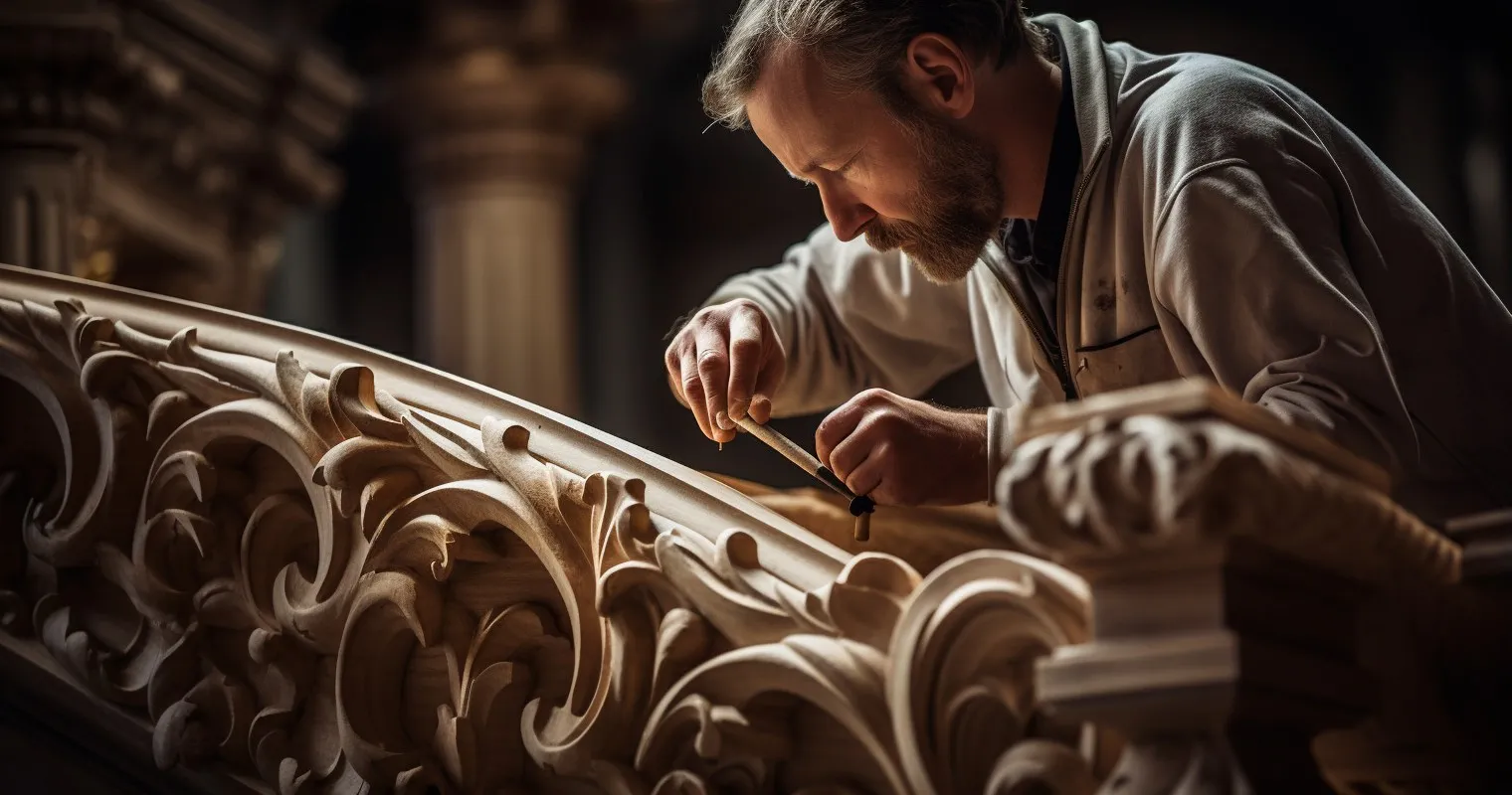 Craftsman Sculpting Exquisite Woodwork