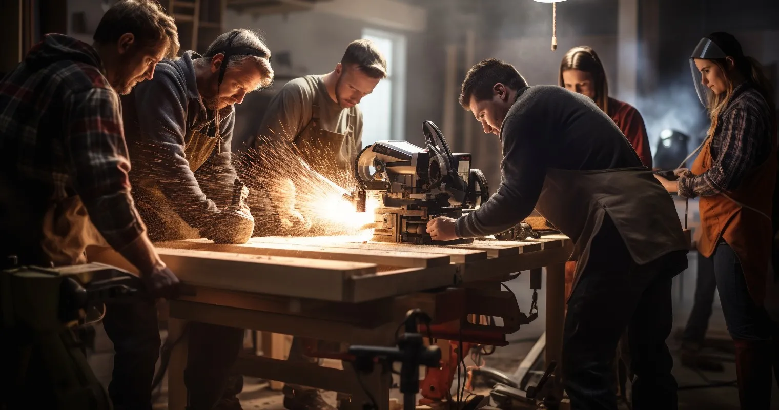 Craftsmen Group Using Power Tools
