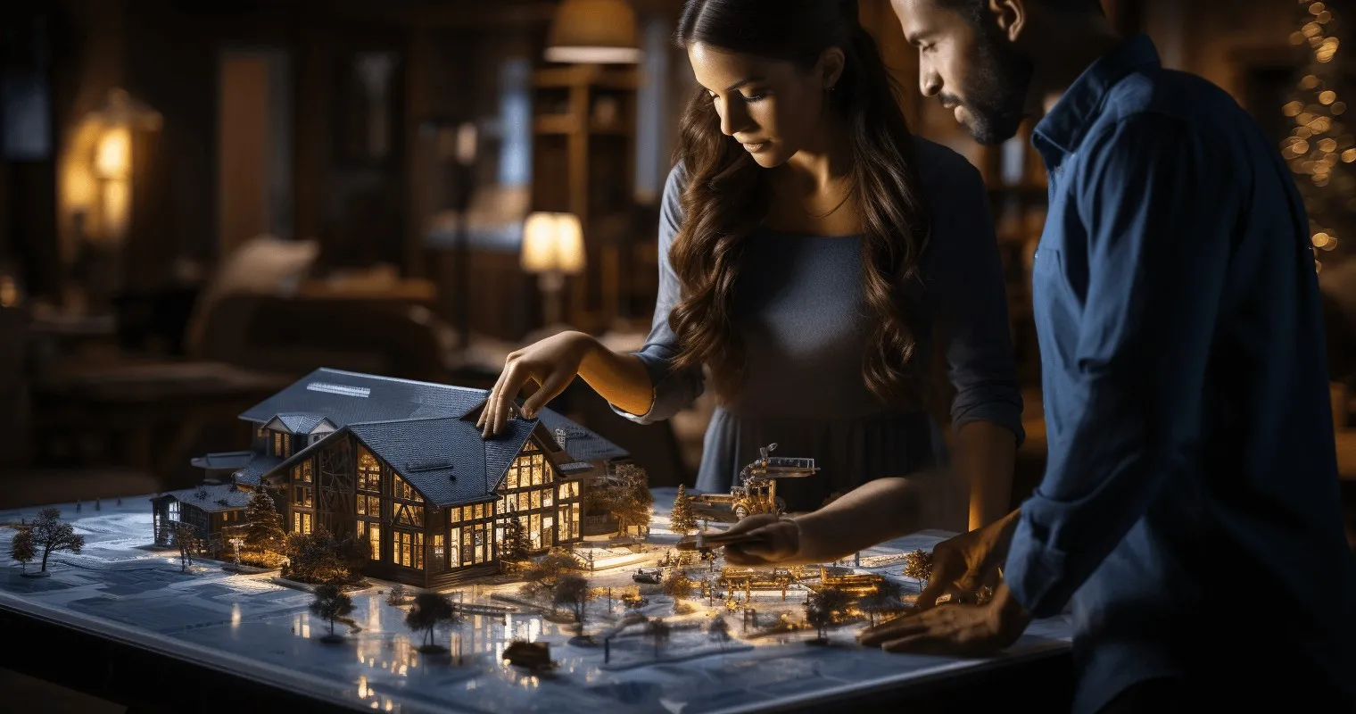 Custom Home Blueprint And Realtor Discussion