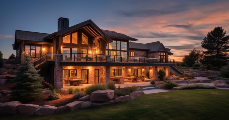 Custom Home Exterior at Dusk