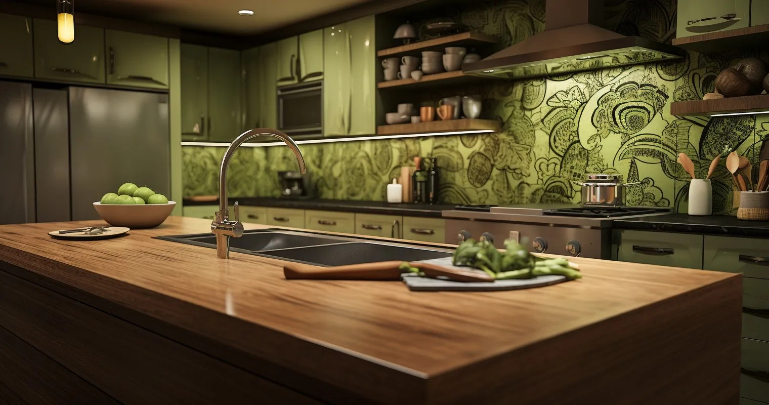 Custom Kitchen with Avocado-Themed Design