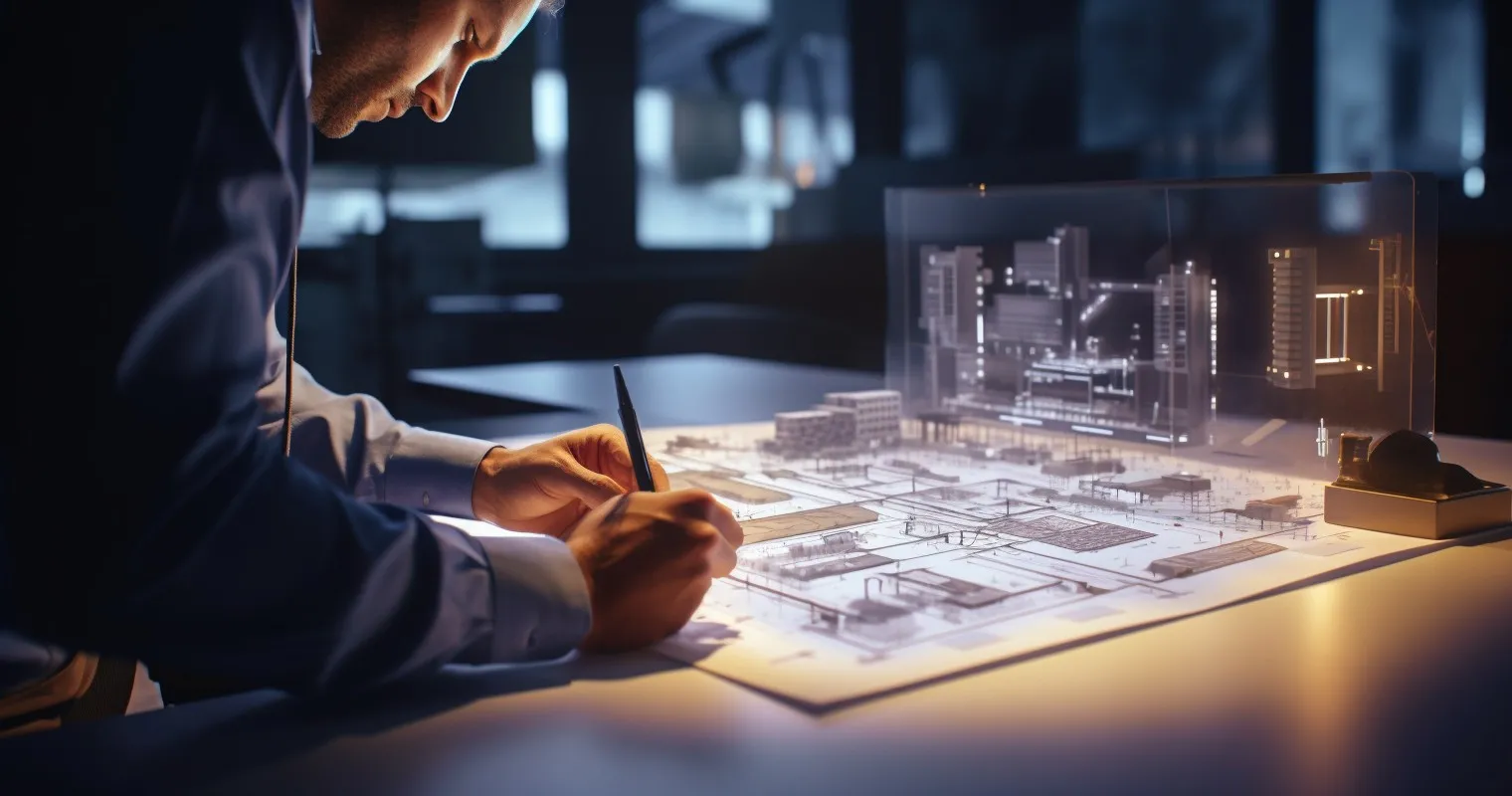 Design And Construction Architect And 3D Blueprint