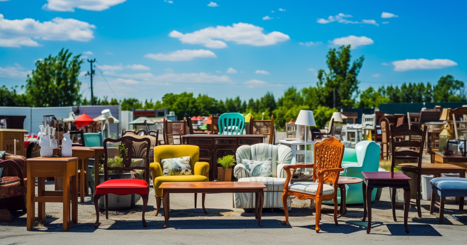 Diverse Furniture Collection at Outdoor Marketplace