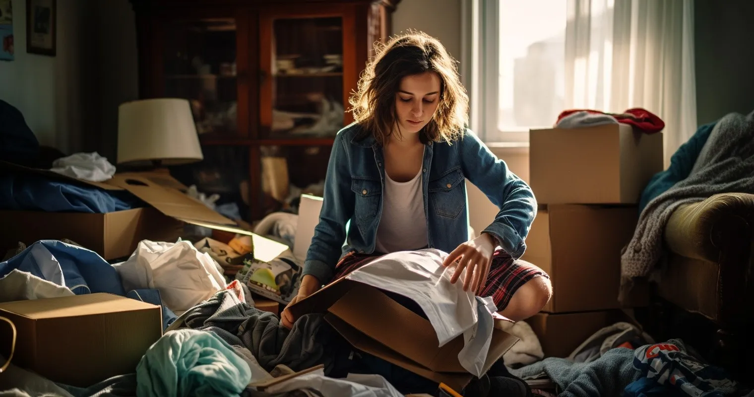 Dynamic Shot Of Packing Process With Scattered Boxes