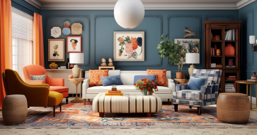 Eclectic Design Living Room with Colorful Mix