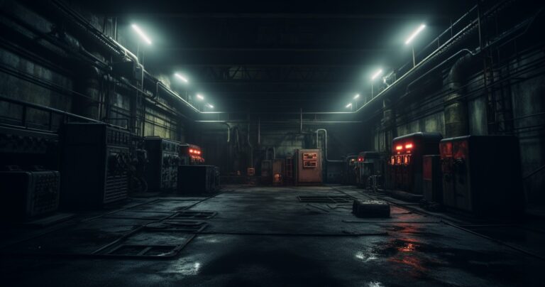 Electrical Hazard Symbol In Gloomy Industrial Setting