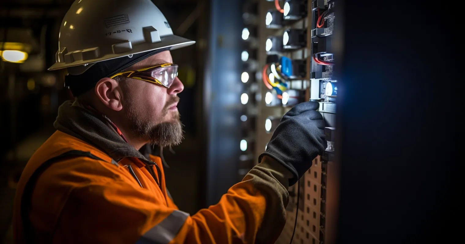 Electrician Inspecting Circuit Breakers