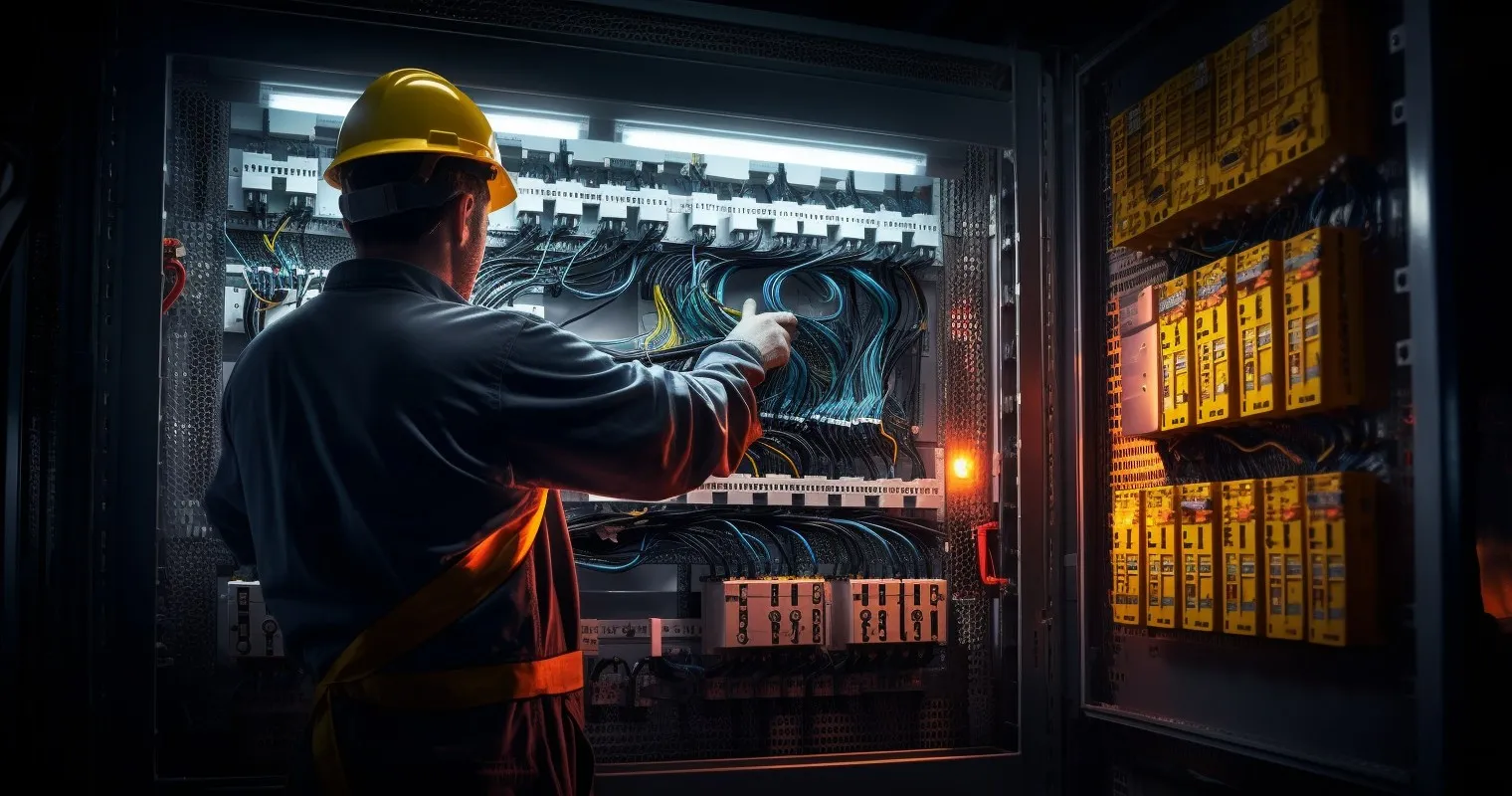 Electrician Inspecting Electrical Panel