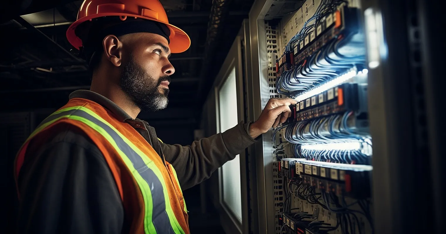 Electrician Inspecting Electrical Panel