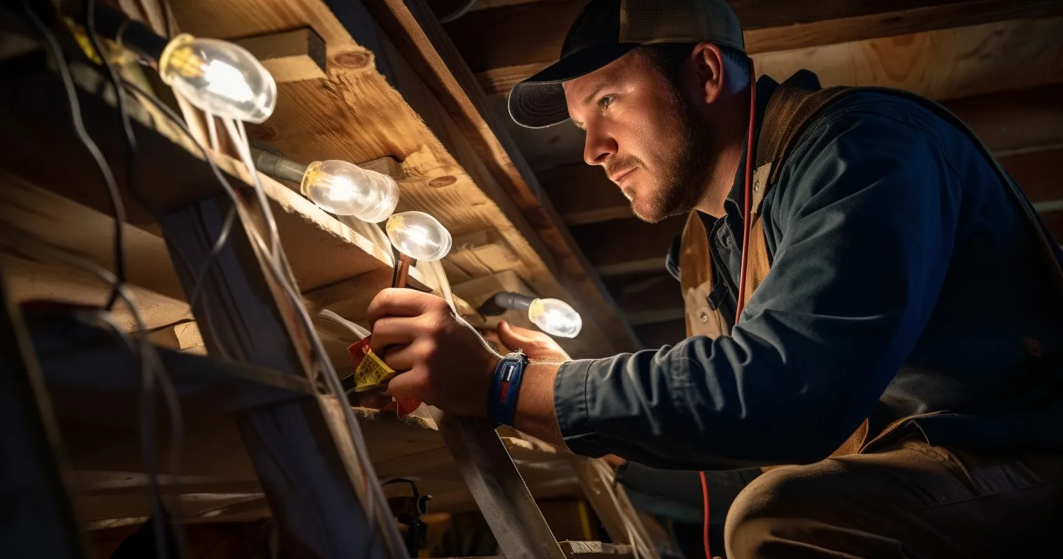 Electrician Inspecting Knob and Tube Wiring