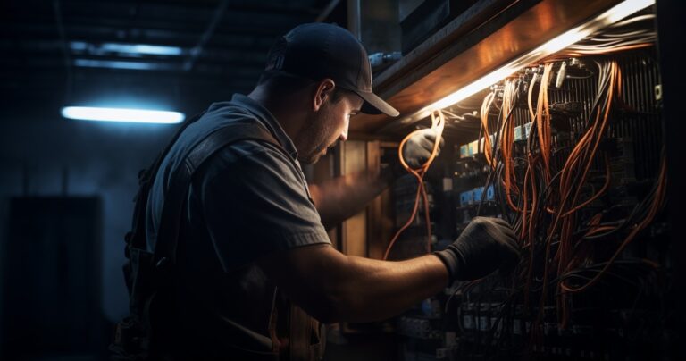 Electrician Tracing Wires with Tools