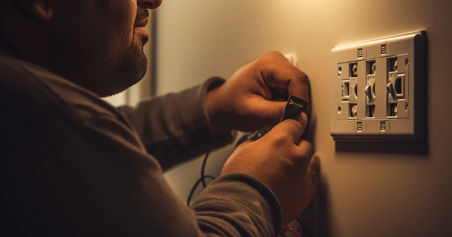 Electrician installing outlets