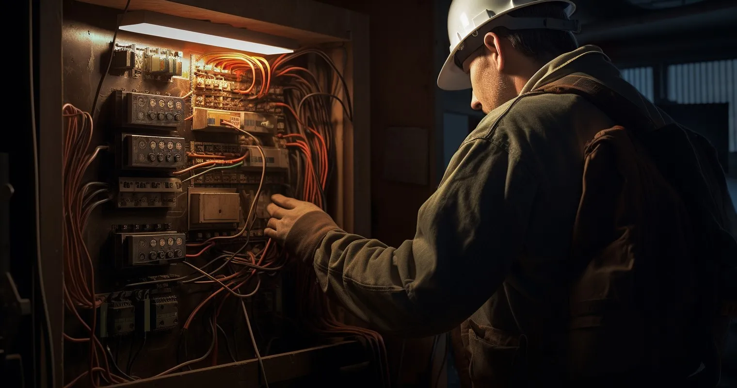 Electrician working on outdated panel