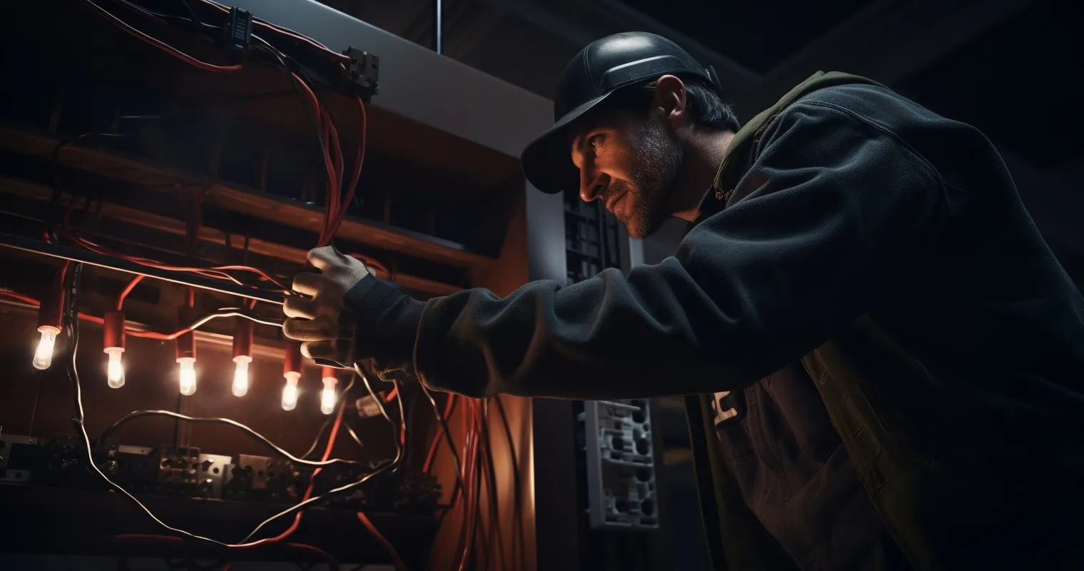 Electrician working on wiring installation