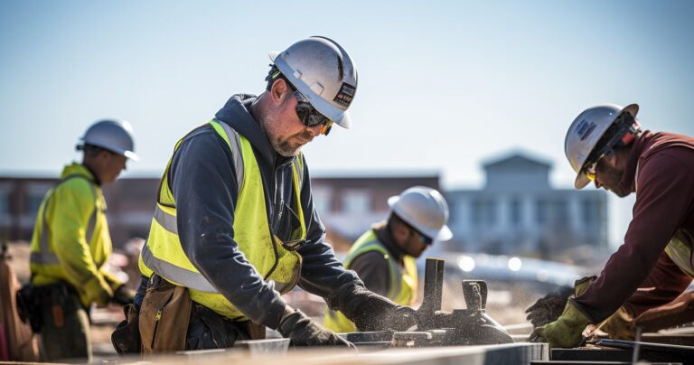 Employees wearing proper eye protection and clothing while using hand tools