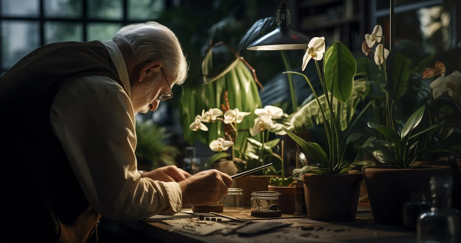 Expert Horticulturist Examining A Plant