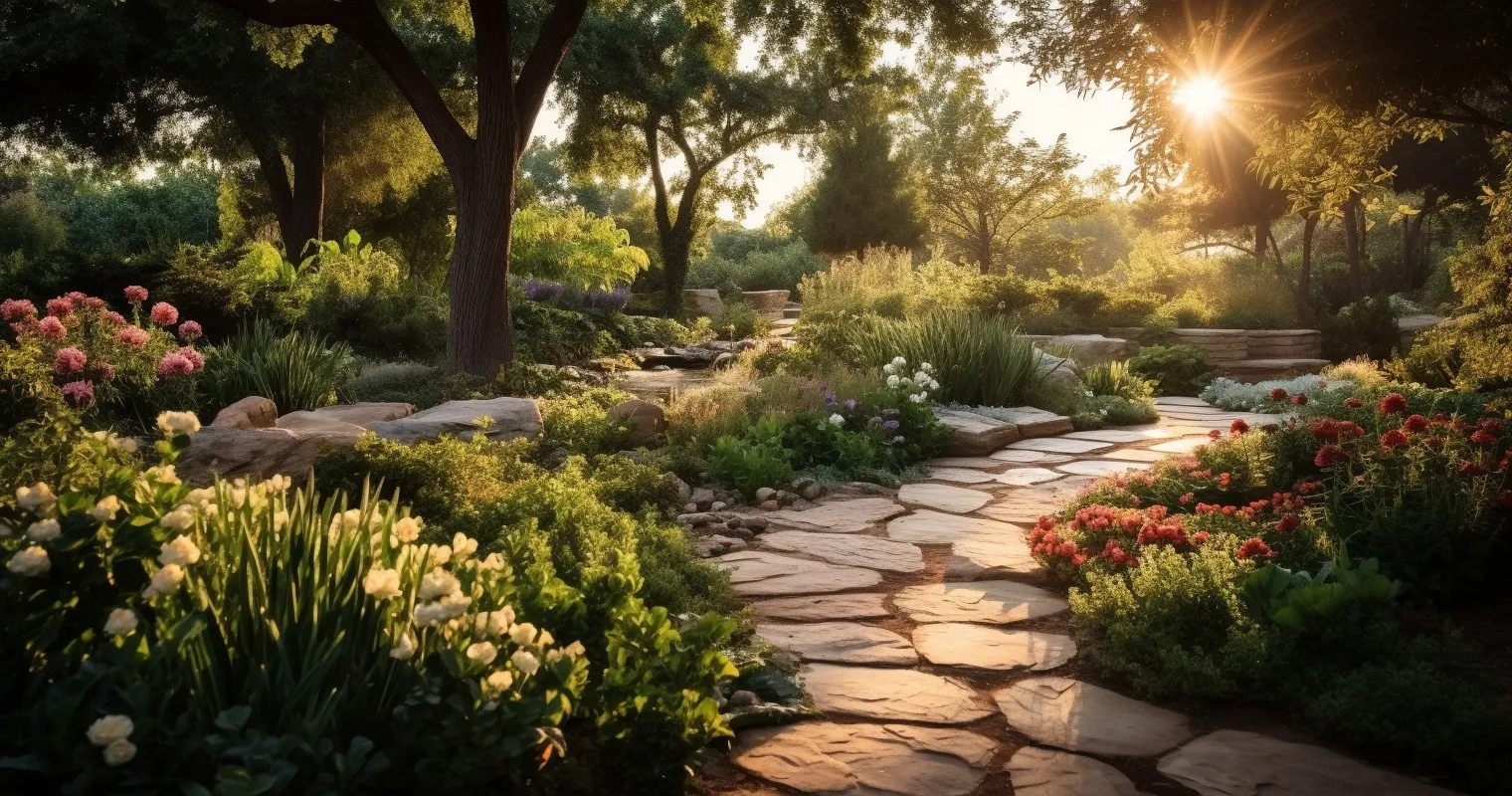 Exquisite Garden Pathway with Water Feature
