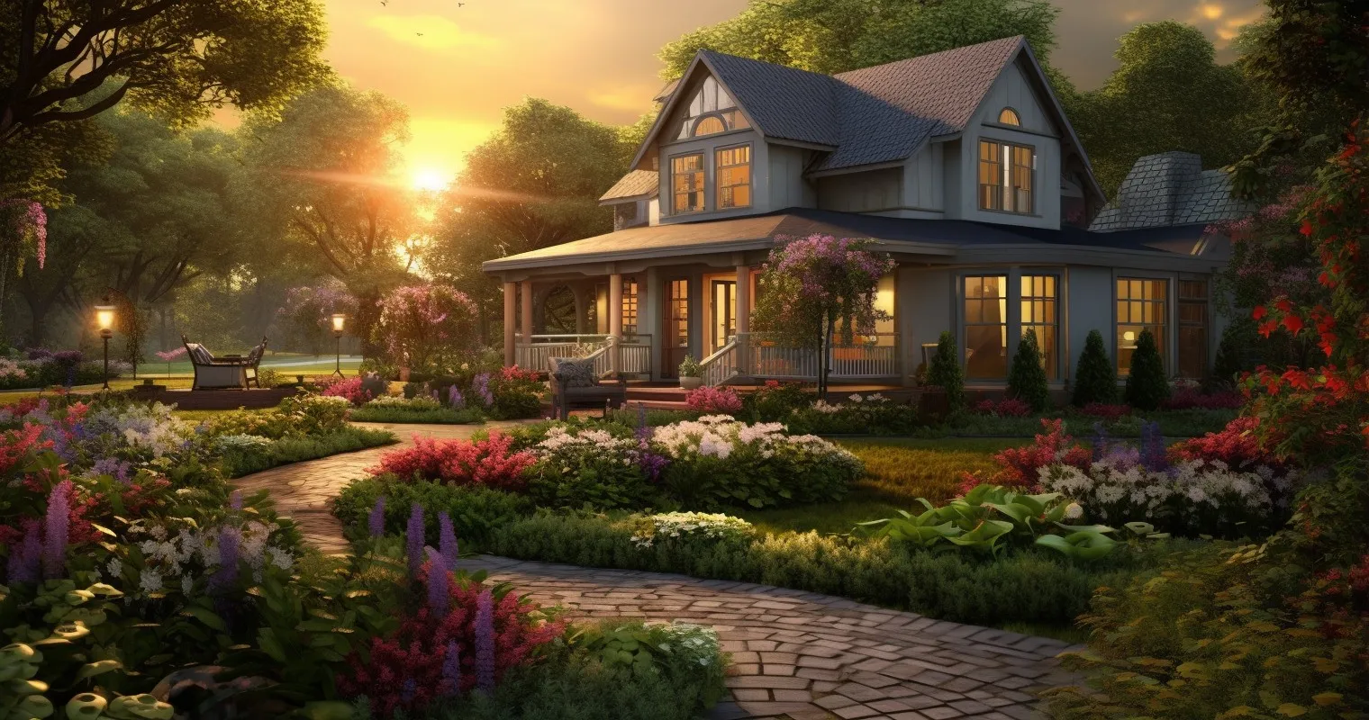 Exterior And Landscaping Choices - Completed Home In Garden