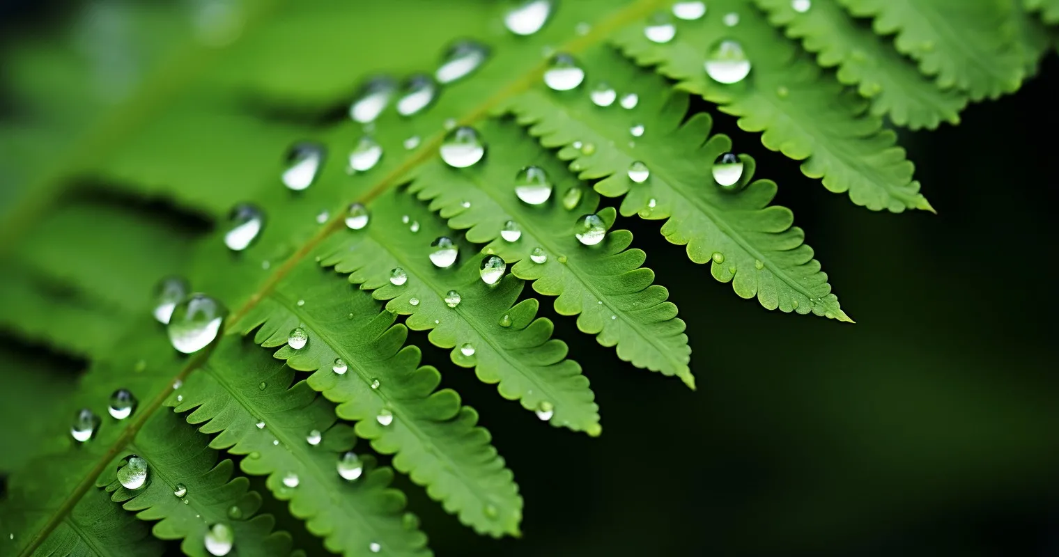 Fern Leaves Drenched in Dew