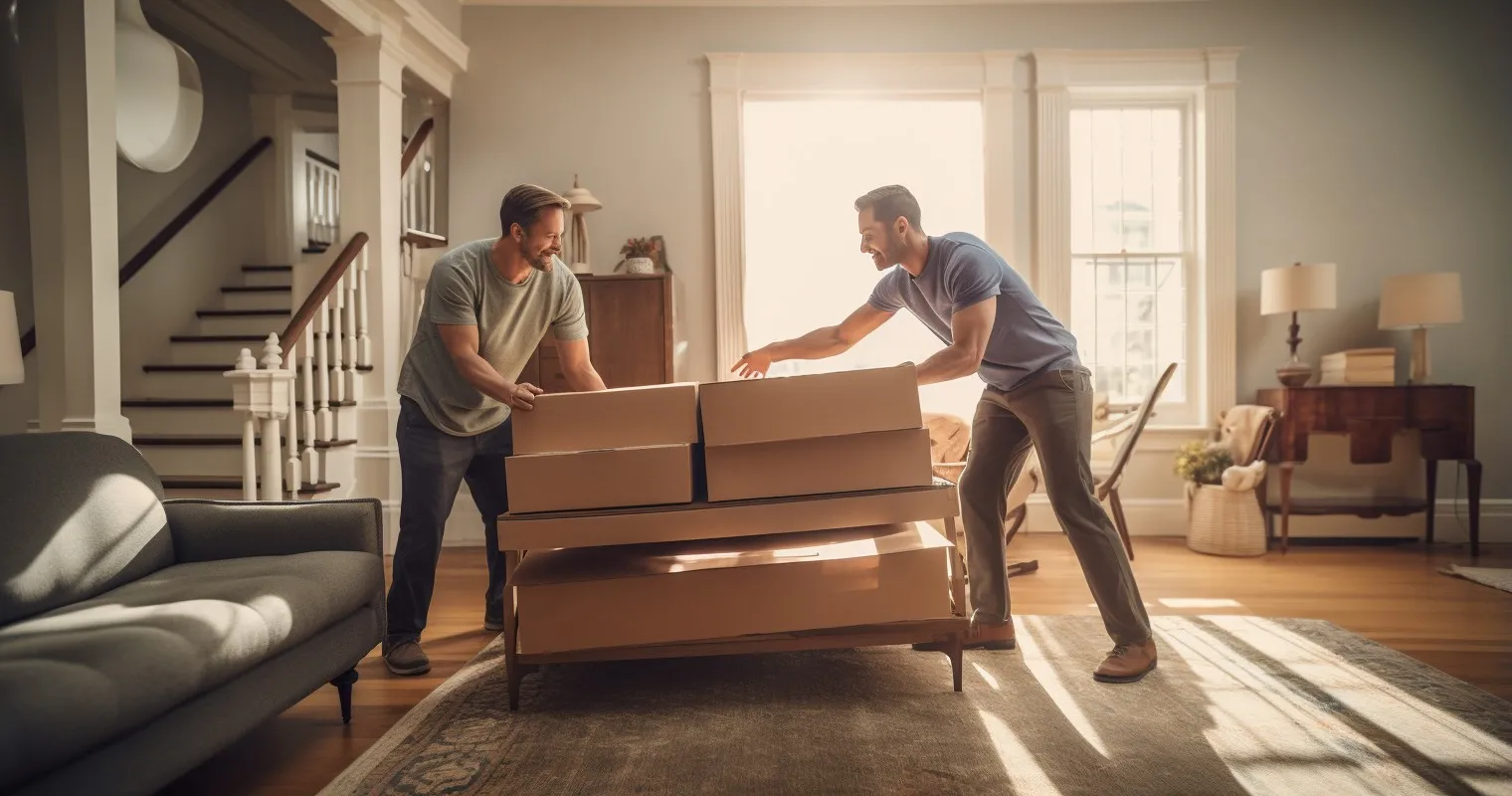 Friends Helping Move Furniture