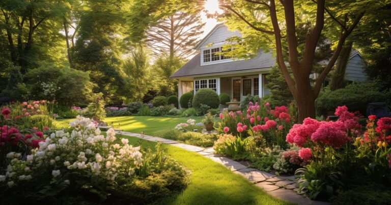 Front Yard Oasis With Vibrant Flowers