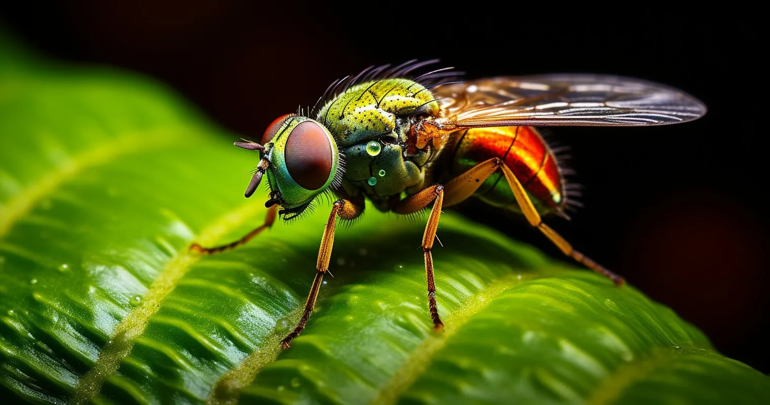 Fruit fly hovering over houseplant's soil