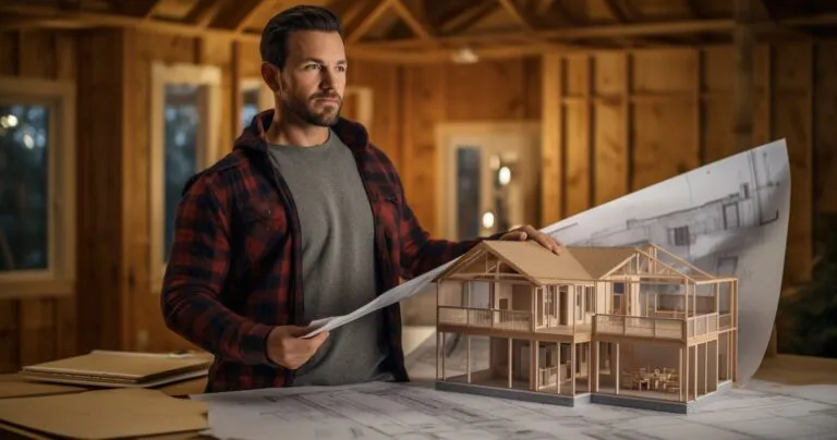 Full Body Shot Of Homeowner With Plans In Hand