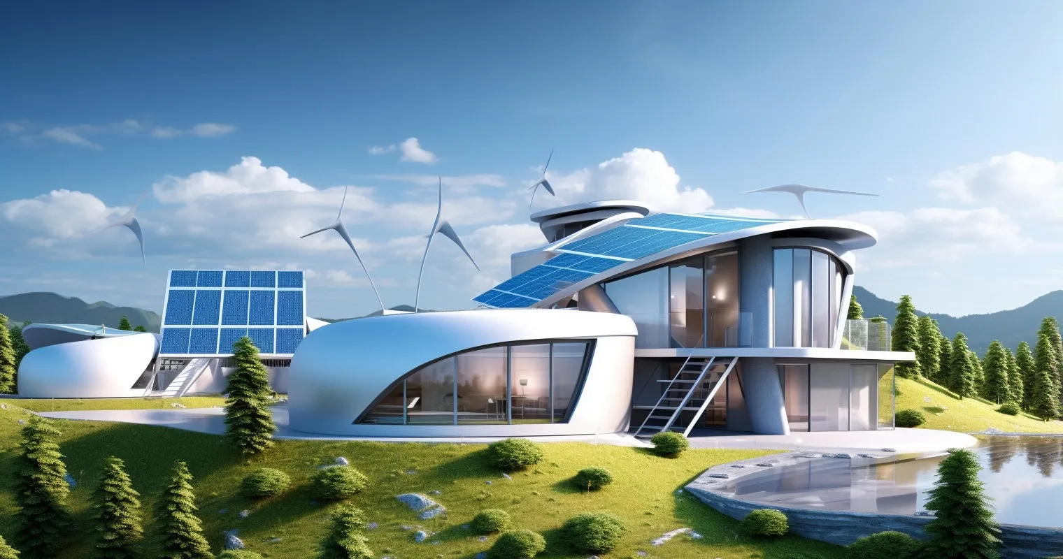 Futuristic home safety integration with renewable energy sources