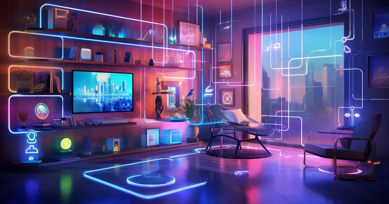 Futuristic smart home automation illustration