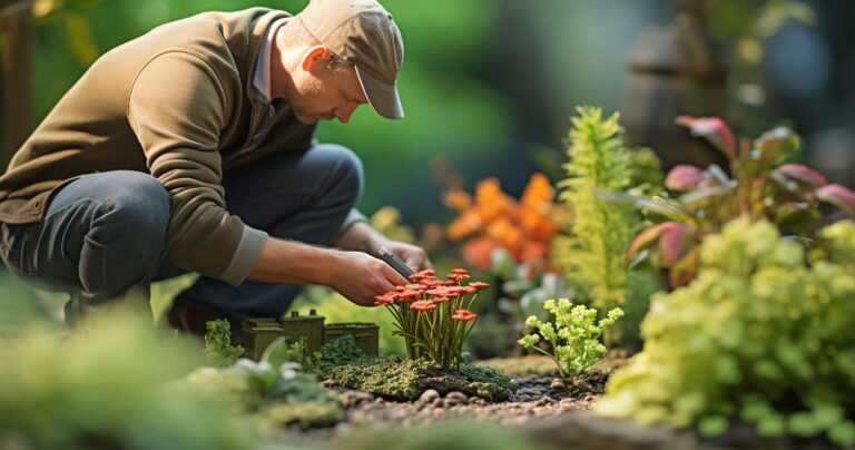 Garden Maintenance Professional at Work
