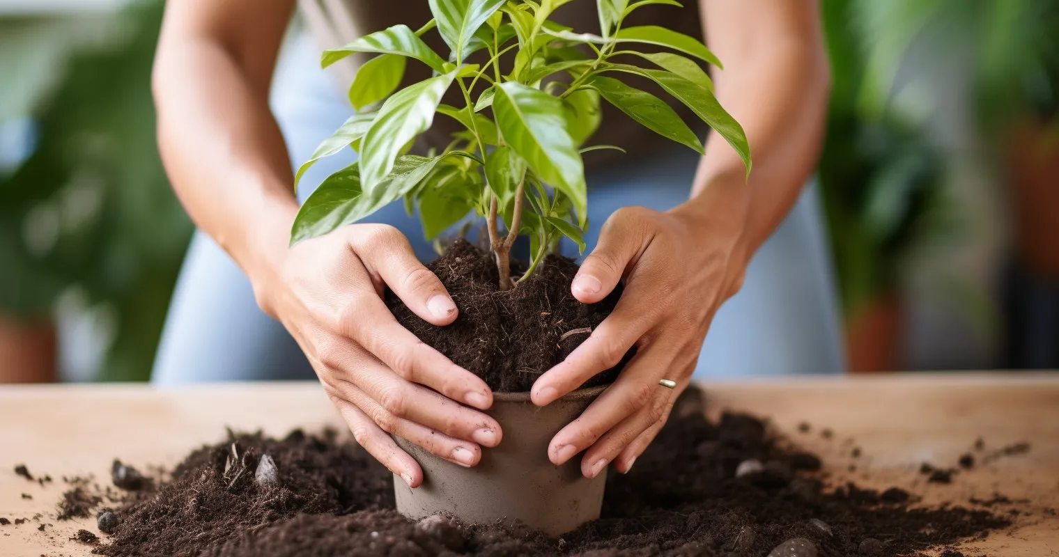 Gentle Transplanting of Houseplant