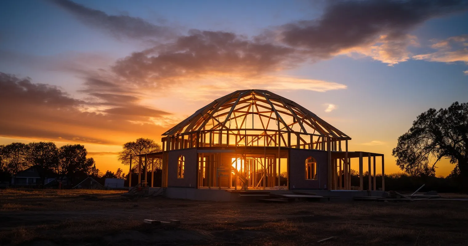 Golden Sunset Behind Emerging Structure