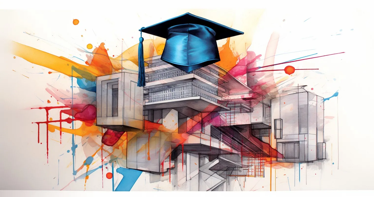 Graduation Cap and Blueprint
