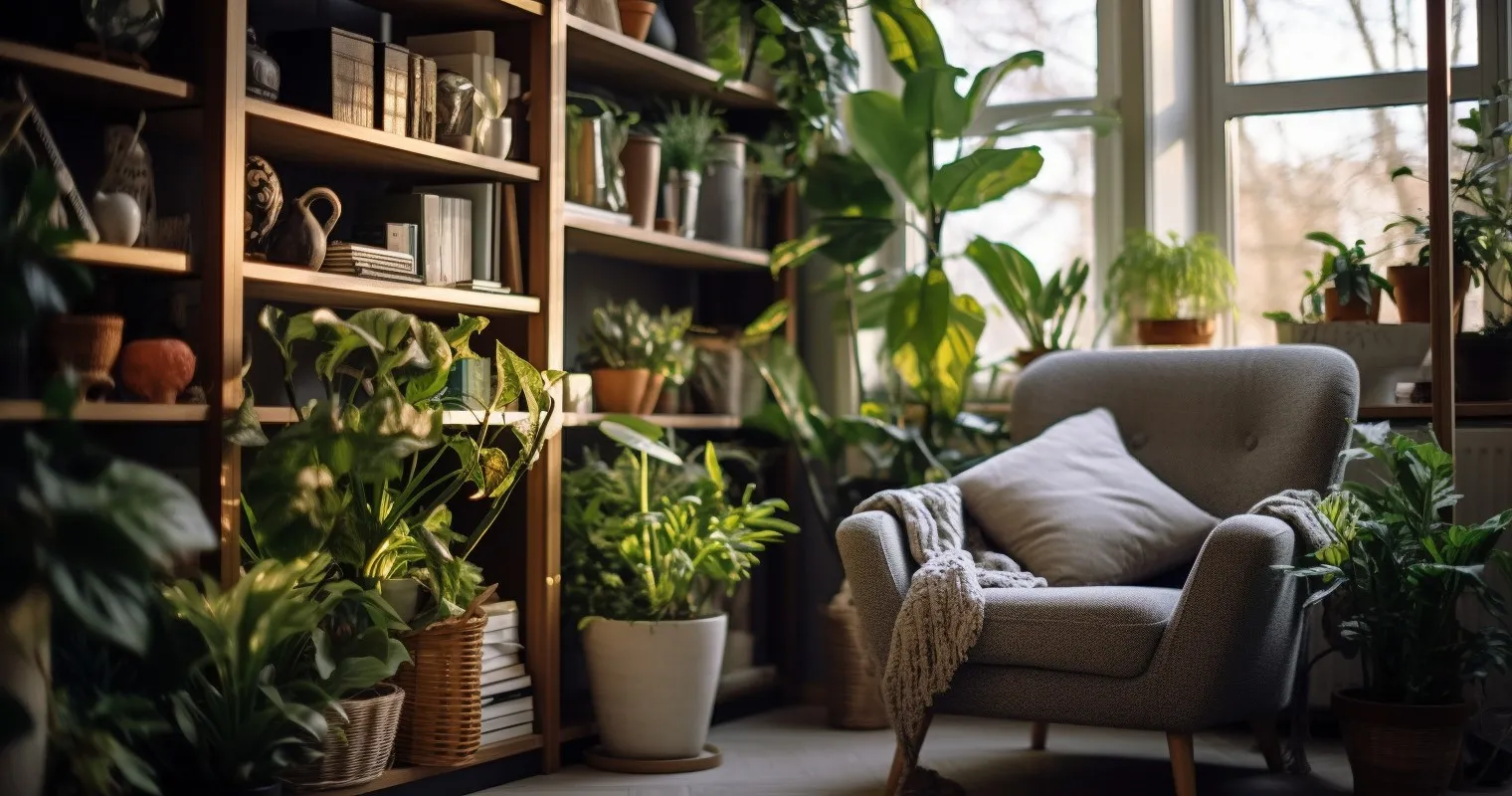 Grouped Houseplants in a Cozy Corner