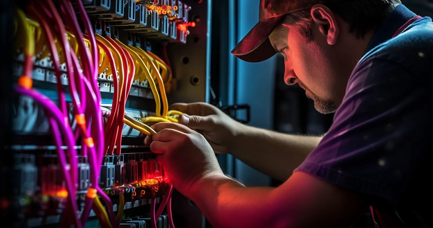 Hand Connecting Wires In An Electrical Panel