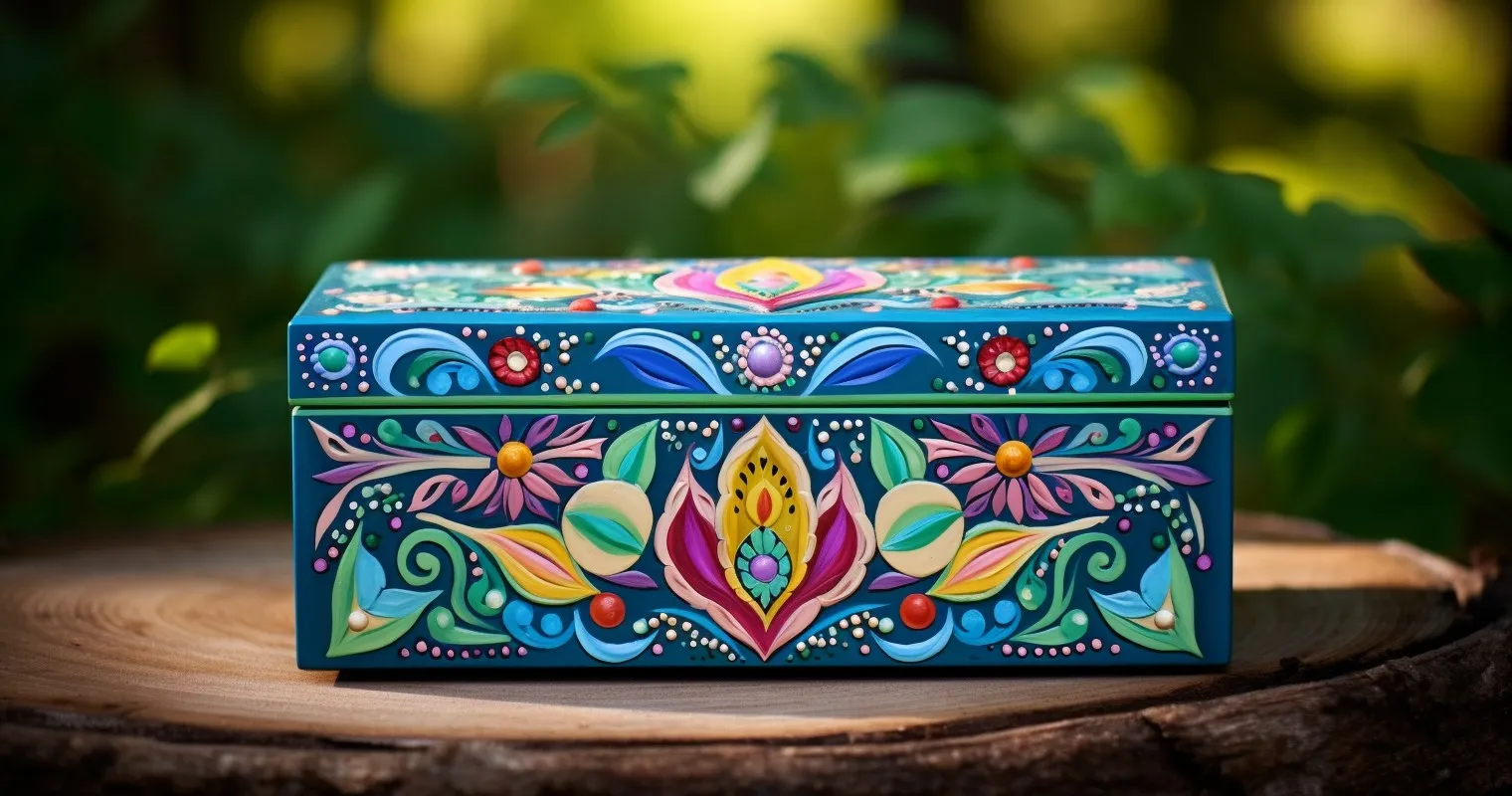 Hand-Painted Wooden Box