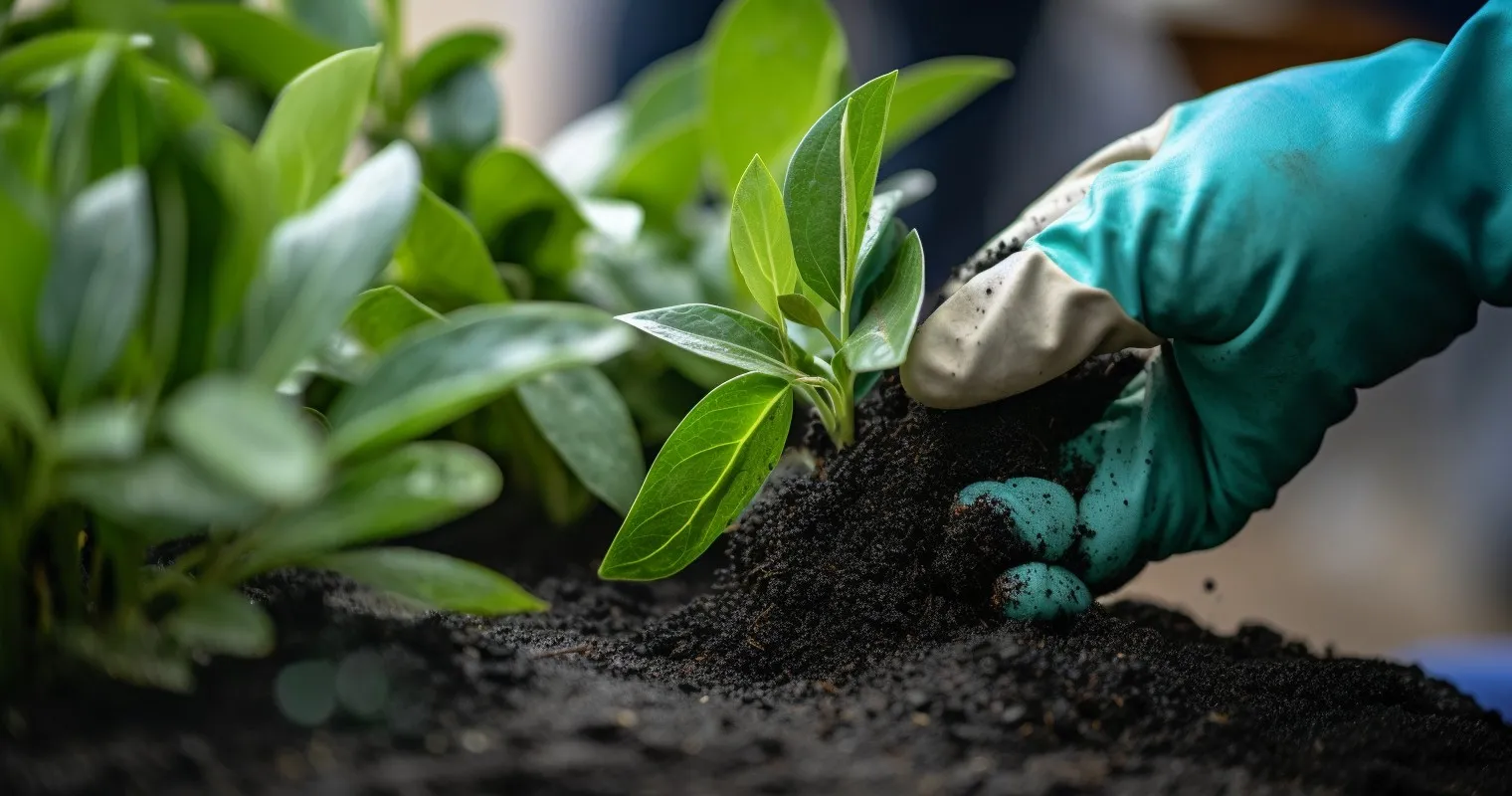 Hand Removing Mold from Soil