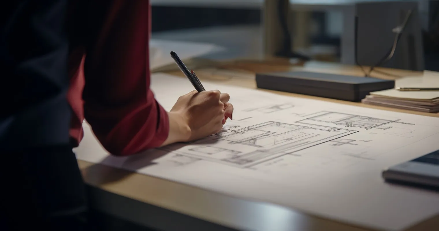 Hand Sketching Detailed Floor Plan for Design Project