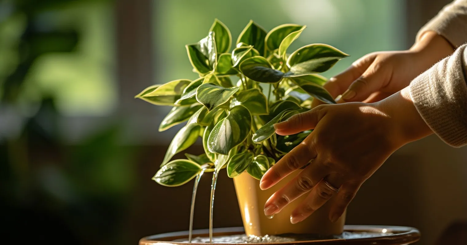 Hand Watering Houseplant
