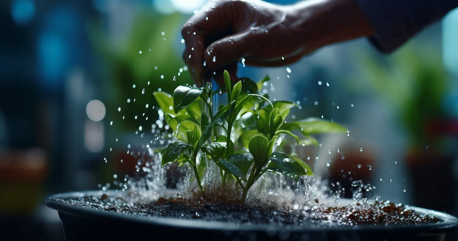 Hand applying fertilizer
