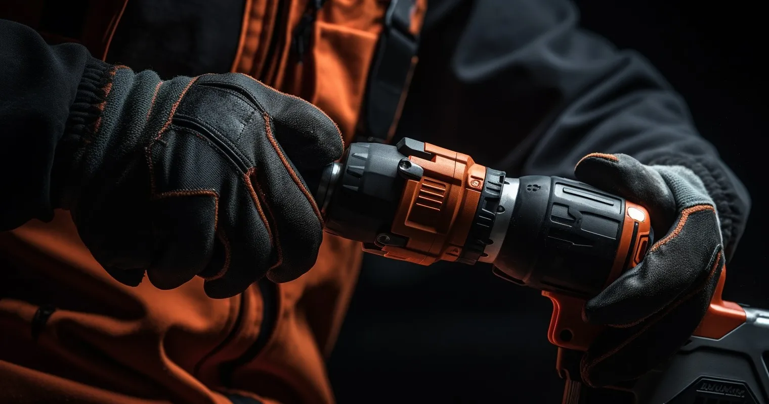 Hands Wearing Protective Gloves Inspecting A Tool