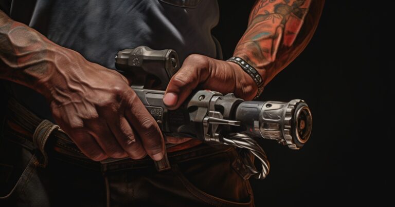 Hands gripping power tools