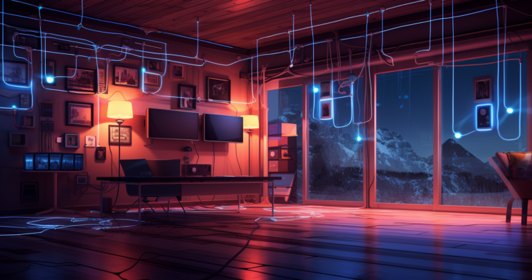 House with Glowing Electrical Wiring