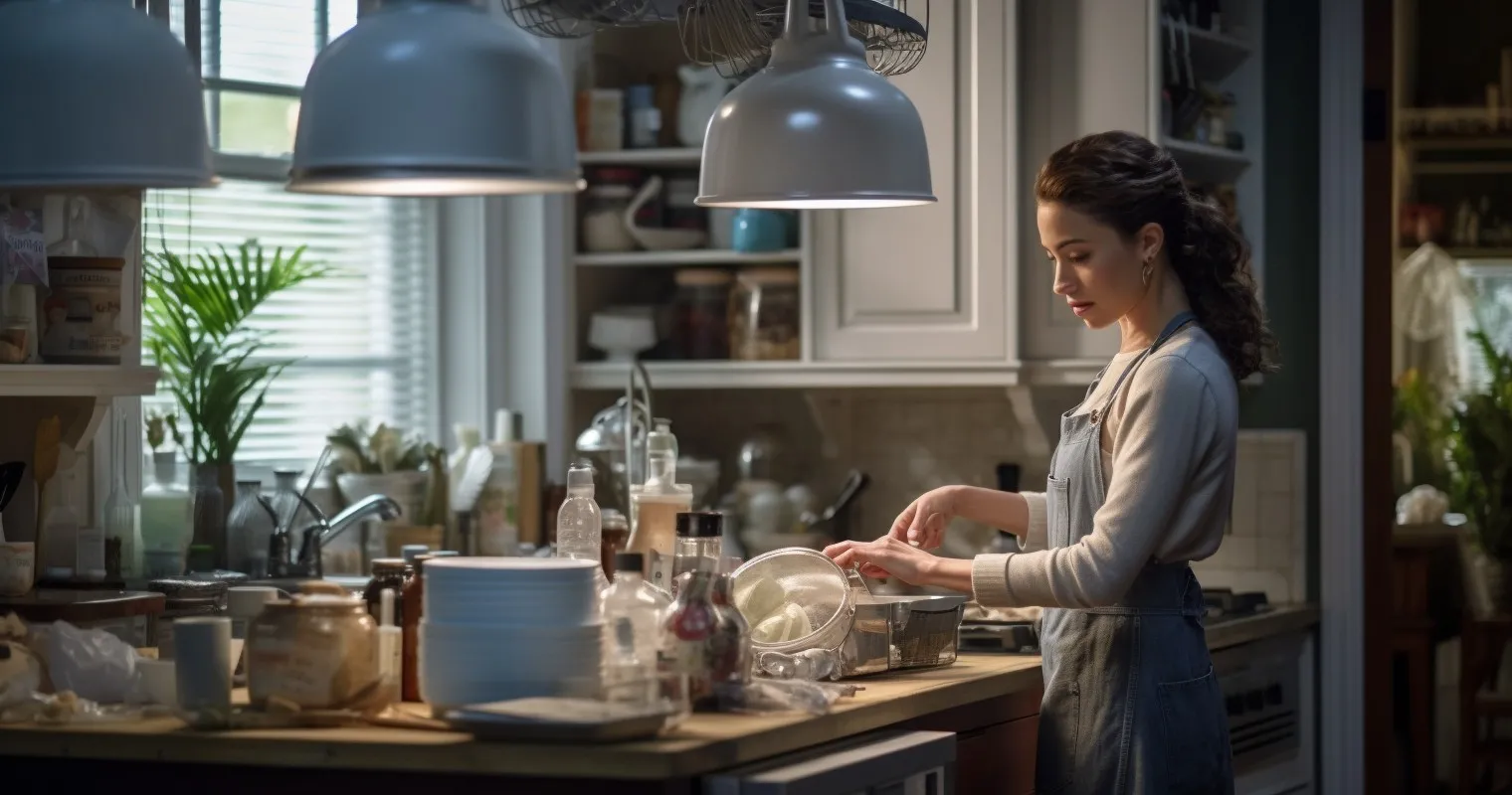 Housekeeper Organizing A Pristine Kitchen