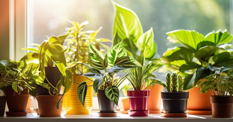Houseplant Collection On Windowsill