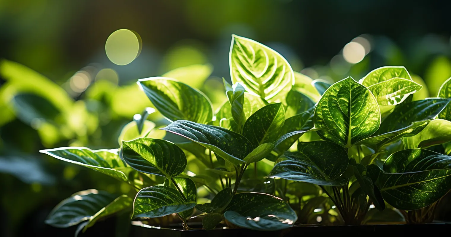 Houseplant Surrounded By Vibrant Green Leaves
